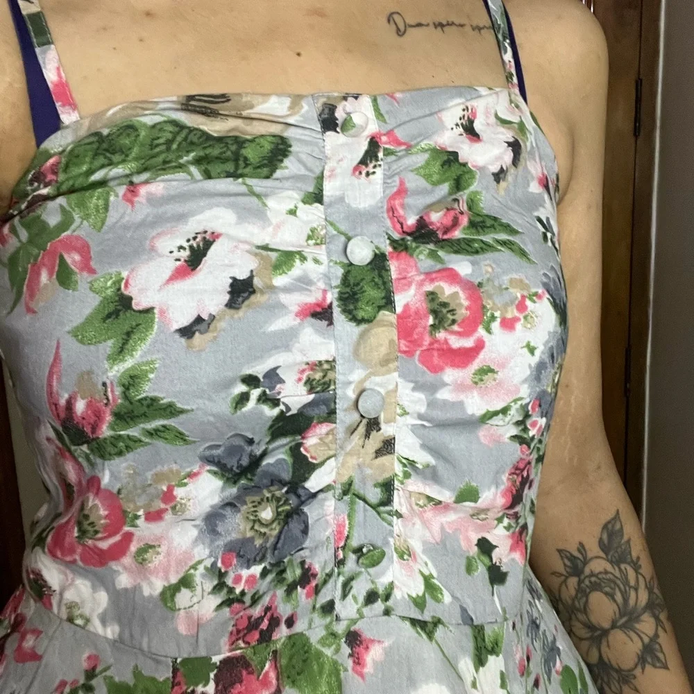 Grey Floral Skater Dress - Picture 9 of 9